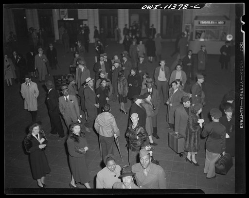 Untitled photo, possibly related to: Washington, D.C. Crowd waiting for trains at Union Station