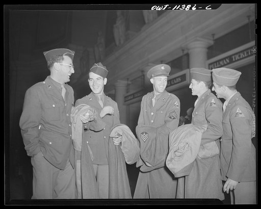 Washington, D.C. Soldiers waiting for trains at the Union Station