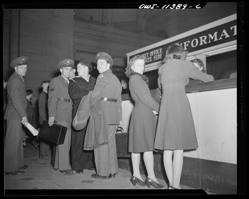 Untitled photo, possibly related to: Washington, D.C. Soldiers, sailors, and civilians at the ticket window at Union Station