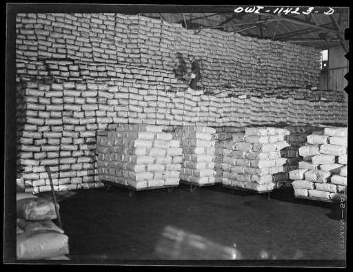 Sunray, Texas. Bags of carbon black at a plant