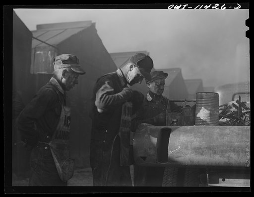 Untitled photo, possibly related to: Sunray, Texas. Workers at a carbon black plant
