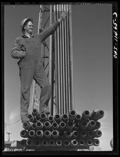 Sherman County, Texas. Roughnecks on core drilling crew for the Phillips Petroleum Company