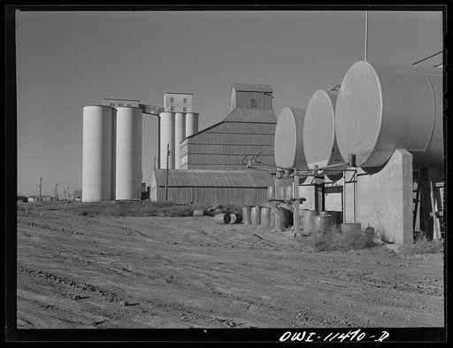 Stratford, Texas. Oil and wheat storage in the Panhandle