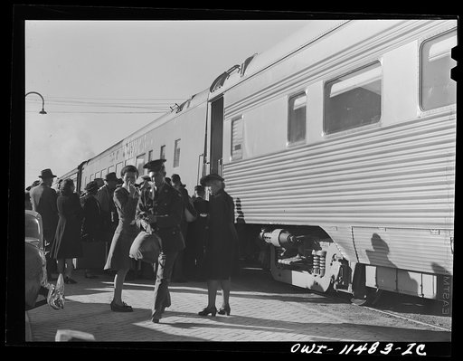 Untitled photo, possibly related to: Amarillo, Texas. Boarding the Rock Island Rocket