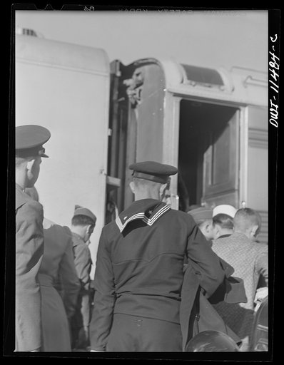 Untitled photo, possibly related to: Amarillo, Texas. Boarding the Rock Island Rocket