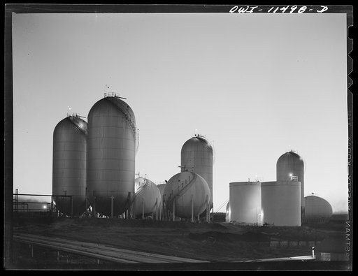 Phillips gasoline plant. Borger, Texas. Storage tanks