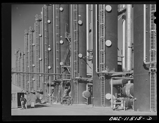 Phillips gasoline plant. Borger, Texas. Fractionators