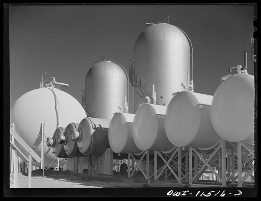 Phillips gasoline plant. Borger, Texas. Storage tanks