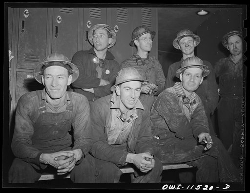 Phillips refinery. Borger, Texas. Workers in locker room