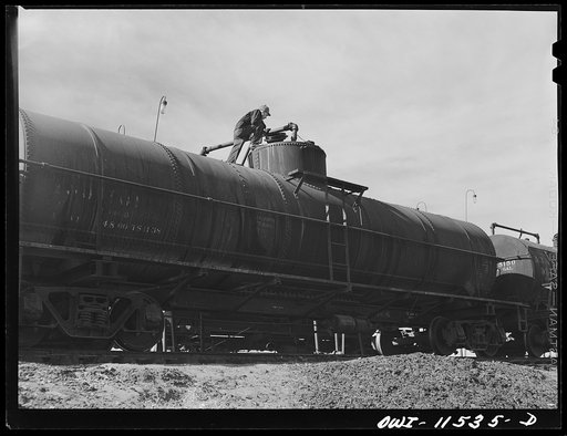 Phillips refinery. Borger, Texas. Loading a tank car