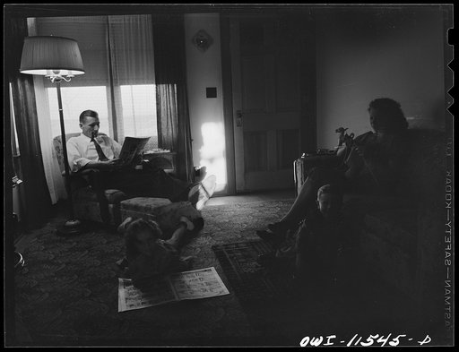 Untitled photo, possibly related to: Phillips refinery. Borger, Texas. Worker and his family