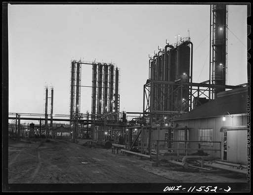Phillips refinery. Borger, Texas. Stills at night