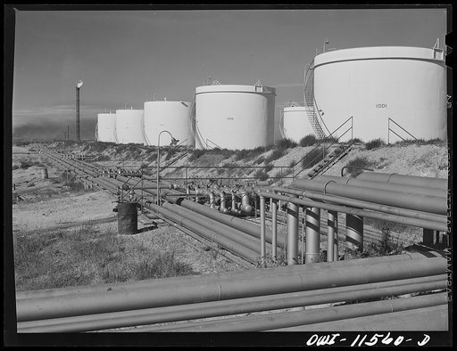 Phillips gasoline plant. Borger, Texas. Storage tanks