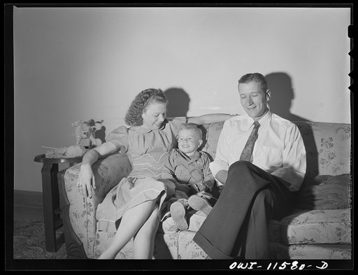 Untitled photo, possibly related to: Phillips refinery. Borger, Texas. Worker and his family
