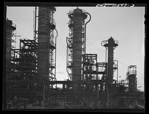 Untitled photo, possibly related to: Borger, Texas. Workers at Phillips refinery