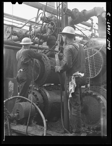 Untitled photo, possibly related to: Phillips refinery. Borger, Texas. Worker