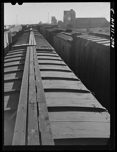 Untitled photo, possibly related to: Borger, Texas. Railroad yards