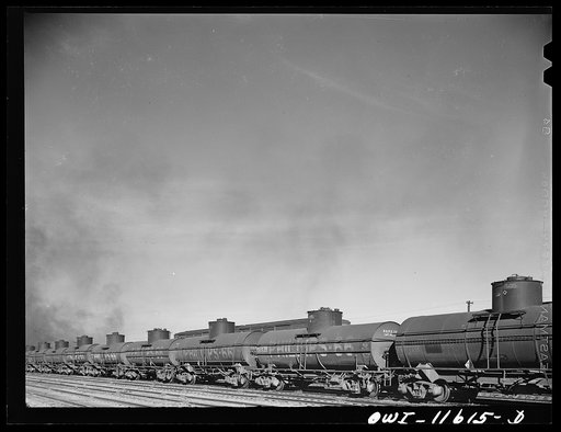 Amarillo, Texas. Oil train in railroad yards