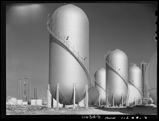 Phillips gasoline plant. Borger, Texas. Storage tanks