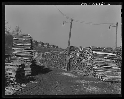 Pittsburgh (vicinity), Pennsylvania. Montour no. 4 mine of the Pittsburgh Coal Company. Mine timbers