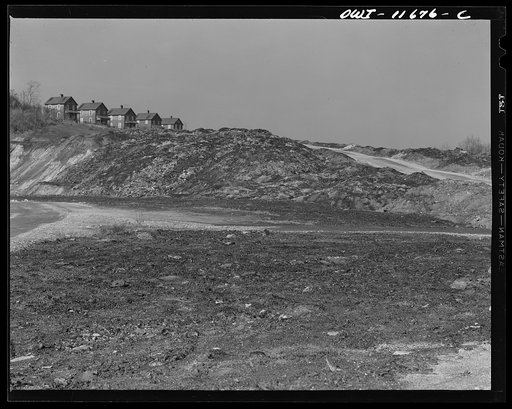 Untitled photo, possibly related to: Pittsburgh, Pennsylvania (vicinity). Montour no. 4 mine of the Pittsburgh Coal Company. Slag pile beneath company village