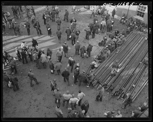 Pittsburgh, Pennsylvania (vicinity). Montour no. 4 mine of the Pittsburgh Coal Company. Miners meeting at change of shift