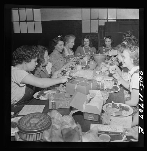 Lititz, Pennsylvania. Girls working at the Animal Trap Company treating themselves to a special lunch to celebrate the departure of one of them to work in a Lancaster department store