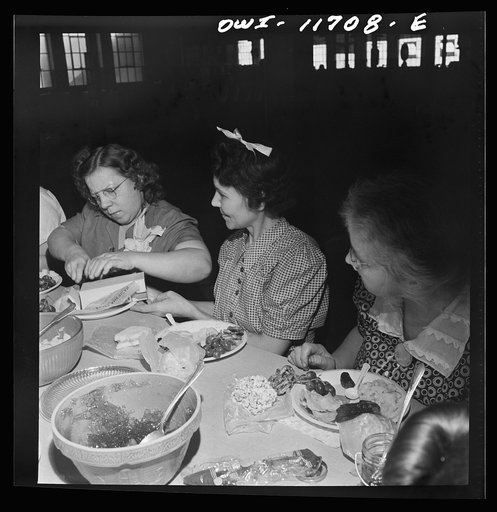 Lititz, Pennsylvania. Girls working at the Animal Trap Company treating themselves to a special lunch to celebrate the departure of one of them to work in a Lancaster department store