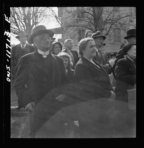 Untitled photo, possibly related to: Lititz, Pennsylvania. Bidders at a public sale