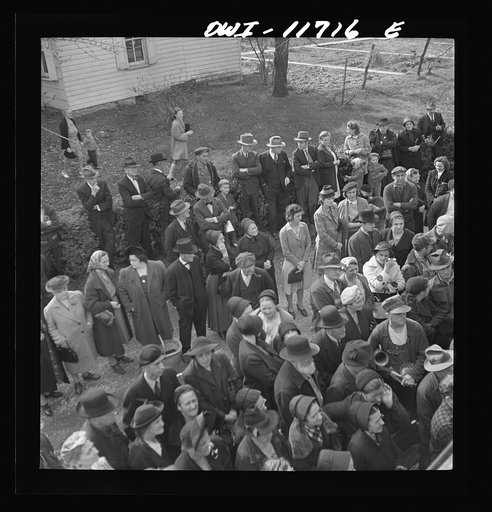 Untitled photo, possibly related to: Lititz, Pennsylvania. Bidders at a public sale