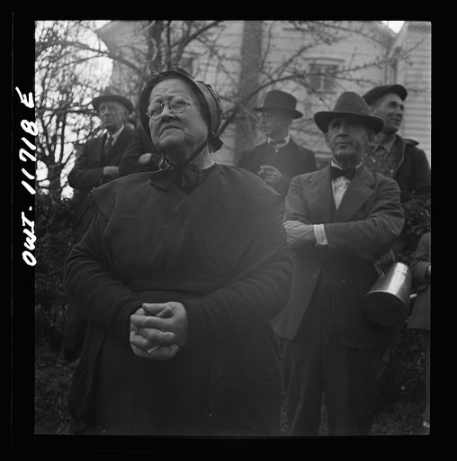 Lititz, Pennsylvania. Mennonite woman at a public sale
