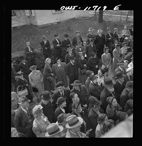 Untitled photo, possibly related to: Lititz, Pennsylvania. Bidders at a public sale