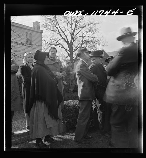 Untitled photo, possibly related to: Lititz, Pennsylvania. Bidders at a public sale