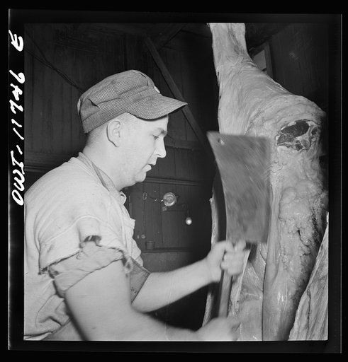 Lititz, Pennsylvania. Henry Lutz, thirty, has been deferred so that he can continue to help in his father's butcher business and slaughterhouse