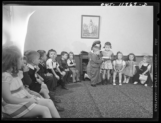 Untitled photo, possibly related to: Lititz, Pennsylvania. Birthday party in a Moravian Sunday school