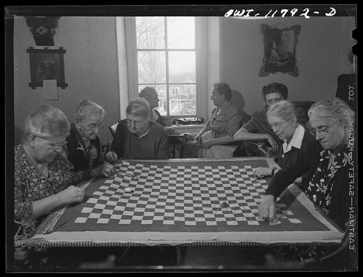Untitled photo, possibly related to: Lititz, Pennsylvania. Moravian sewing circle