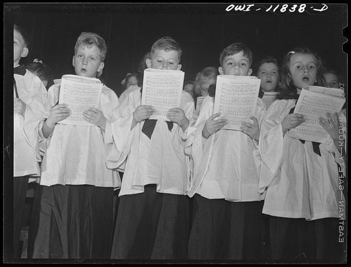 Lititz, Pennsylvania. Junior choir performance in the Moravian Sunday school