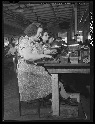 Lititz, Pennsylvania. Elizabeth Almoney who works as a gauge tester at the Animal Trap Company