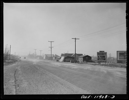 Portales, New Mexico. Dust blowing on the main street