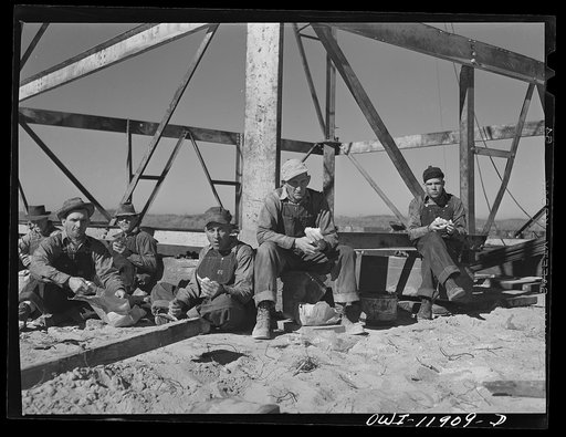 Andrews County, Texas. Derrick builders at lunch
