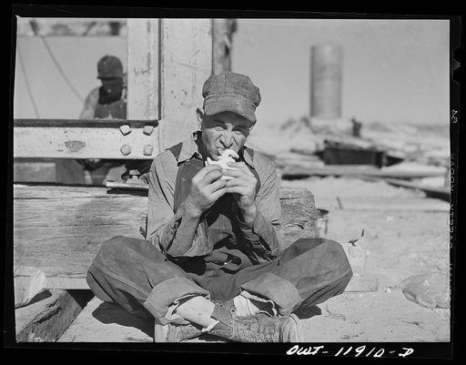 Andrews County, Texas. Derrick builders at lunch