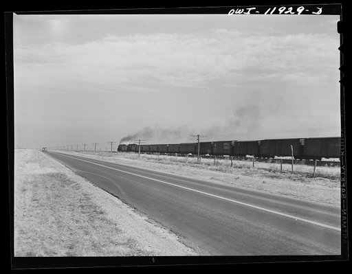 Deaf Smith County, Texas. Train going across the Texas purchase