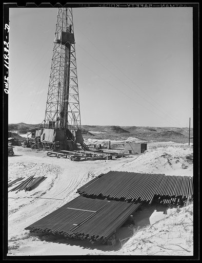 Andrews County, Texas. Drill pipe and well being drilled