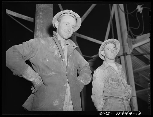 Andrews County, Texas. Roughnecks on night tour