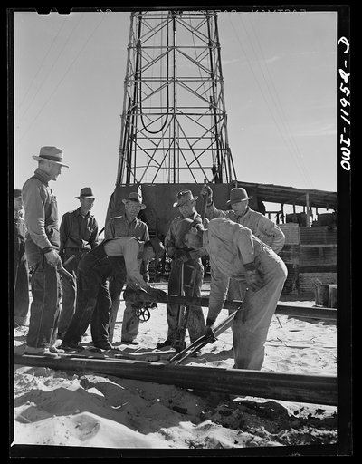 Andrews County, Texas. Bringing pipeline to new oil field