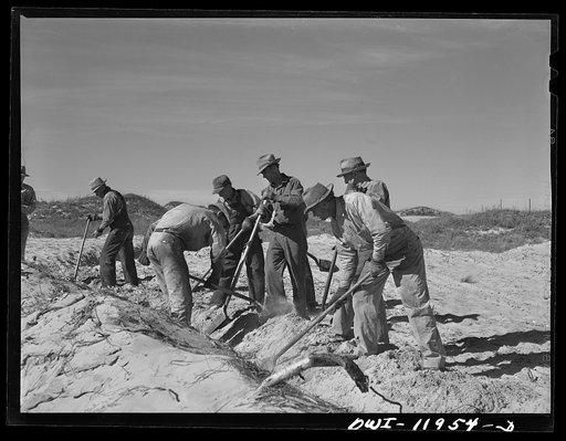 Andrews County, Texas. Filling in after newly-laid pipeline