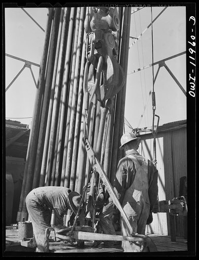 Andrews County, Texas. Driller at work