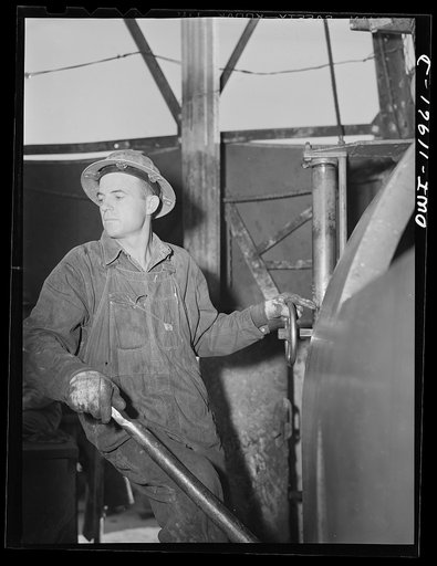Andrews County, Texas. Driller at work