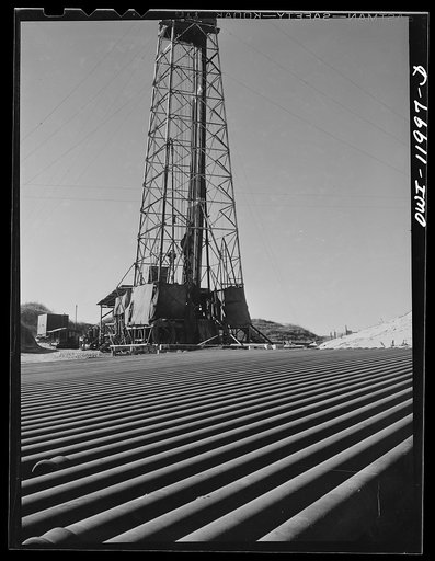 Andrews County, Texas. Drill pipe and well being drilled
