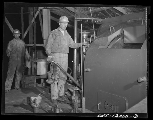 Andrews County, Texas. Driller working on night tour